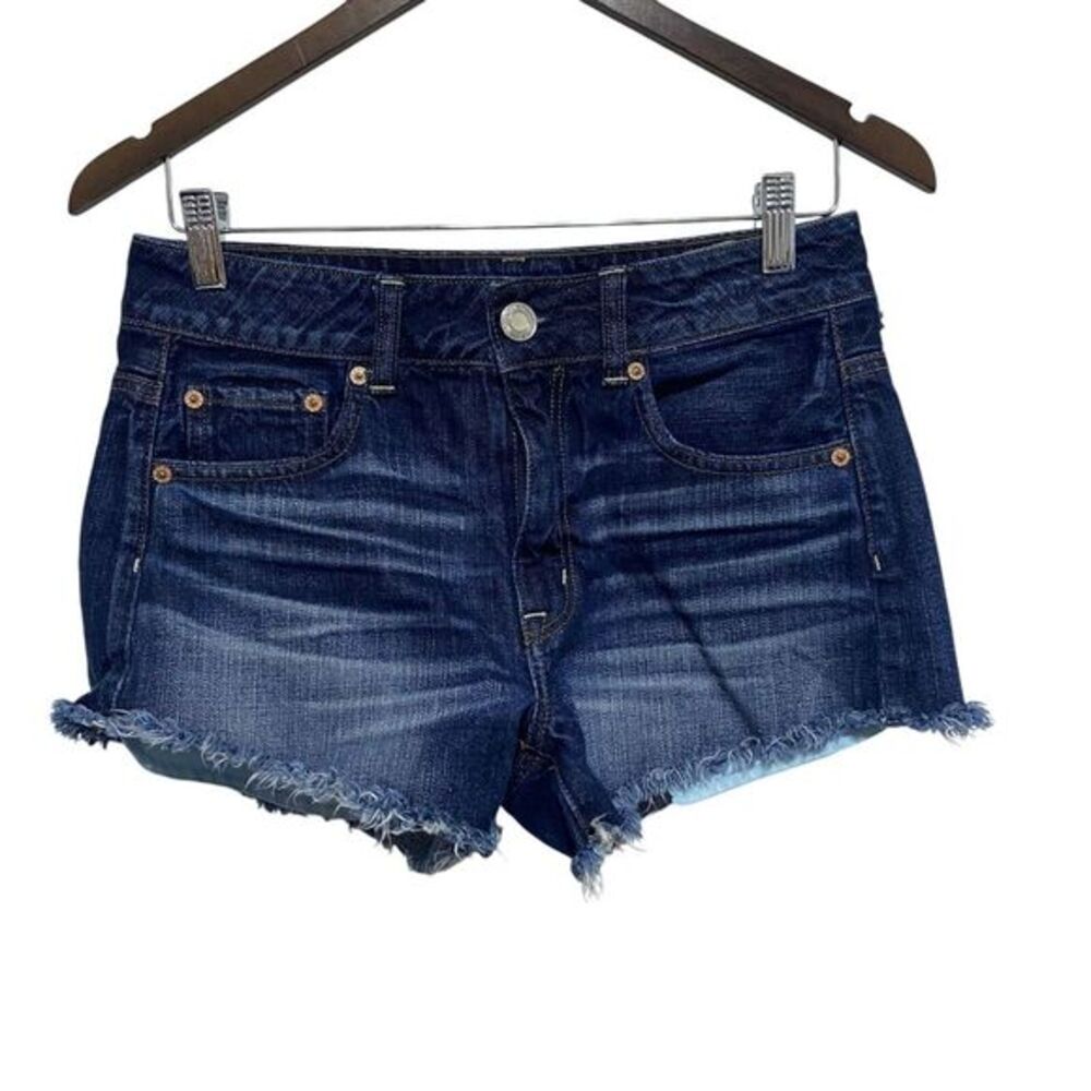 American Eagle Shorts Womens 4 Dark Wash Cut Off High‎ Rise Festival Denim